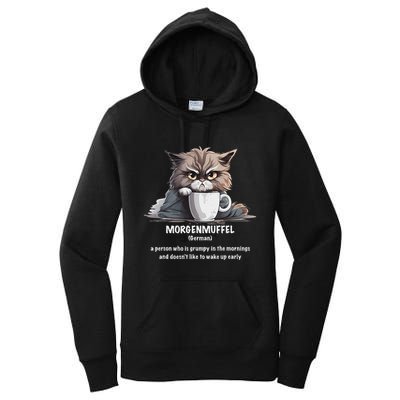 Morgenmuffel Morning Grouch Cute Grumpy In Morning Cat Wake Women's Pullover Hoodie