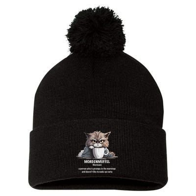 Morgenmuffel Morning Grouch Cute Grumpy In Morning Cat Wake Pom Pom 12in Knit Beanie