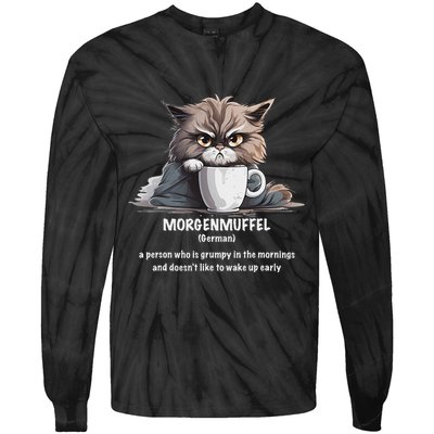 Morgenmuffel Morning Grouch Cute Grumpy In Morning Cat Wake Tie-Dye Long Sleeve Shirt