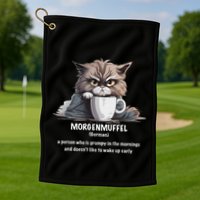 Morgenmuffel Morning Grouch Cute Grumpy In Morning Cat Wake Golf Towel