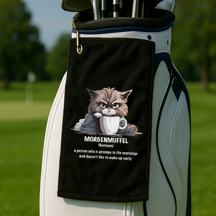 Morgenmuffel Morning Grouch Cute Grumpy In Morning Cat Wake Golf Towel