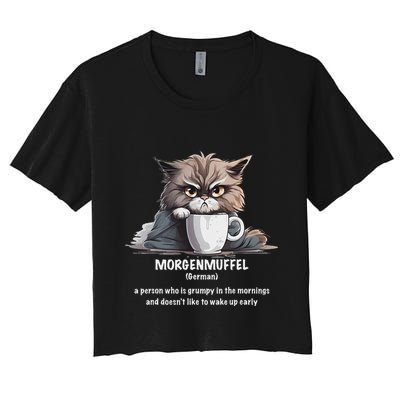 Morgenmuffel Morning Grouch Cute Grumpy In Morning Cat Wake Crop Top