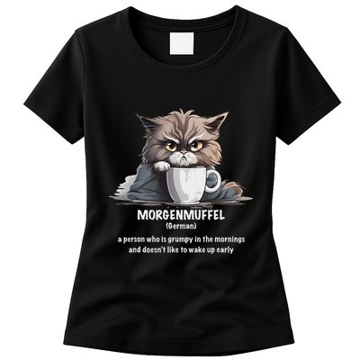 Morgenmuffel Morning Grouch Cute Grumpy In Morning Cat Wake Womens T-Shirt