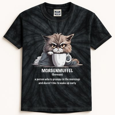 Morgenmuffel Morning Grouch Cute Grumpy In Morning Cat Wake Kids Tie-Dye T-Shirt