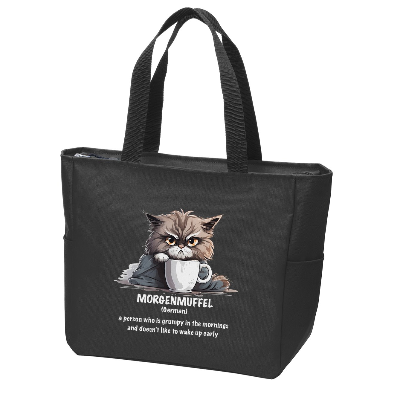 Morgenmuffel Morning Grouch Cute Grumpy In Morning Cat Wake Zip Tote Bag