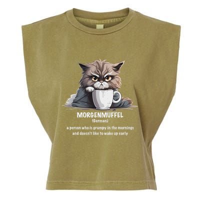 Morgenmuffel Morning Grouch Cute Grumpy In Morning Cat Wake Garment-Dyed Women's Muscle Tee