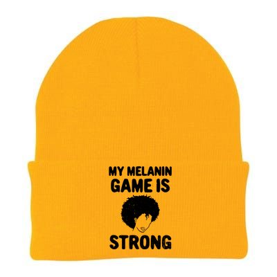 My Melanin Game Is Strong African American Black History Gift Knit Cap Winter Beanie