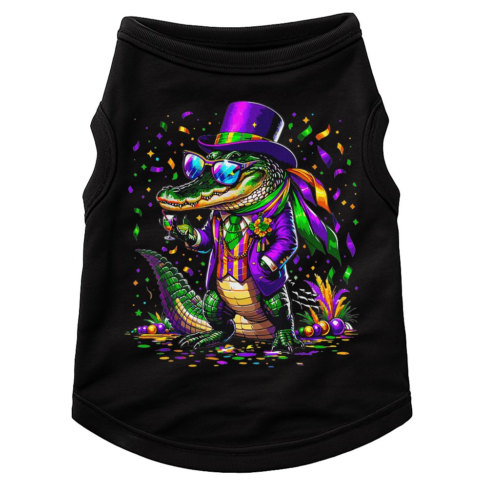 Mardigator Mardi Gras Alligator Costume Doggie Tank