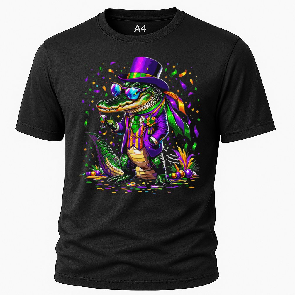 Mardigator Mardi Gras Alligator Costume Cooling Performance Crew T-Shirt