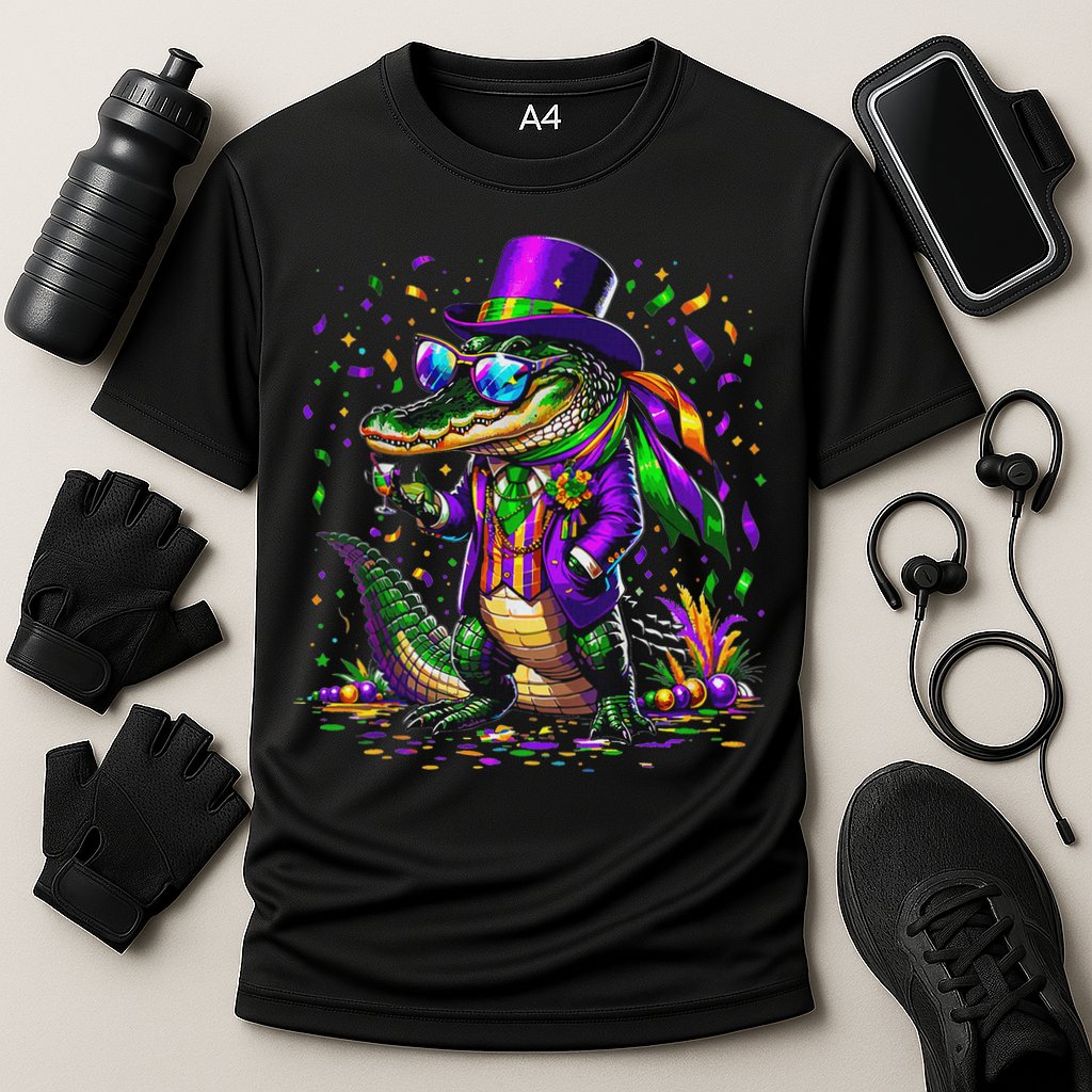Mardigator Mardi Gras Alligator Costume Cooling Performance Crew T-Shirt
