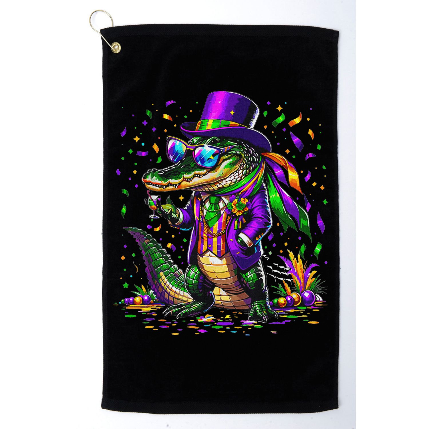 Mardigator Mardi Gras Alligator Costume Golf Towel