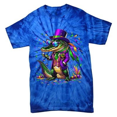 Mardigator Mardi Gras Alligator Costume Tie-Dye T-Shirt