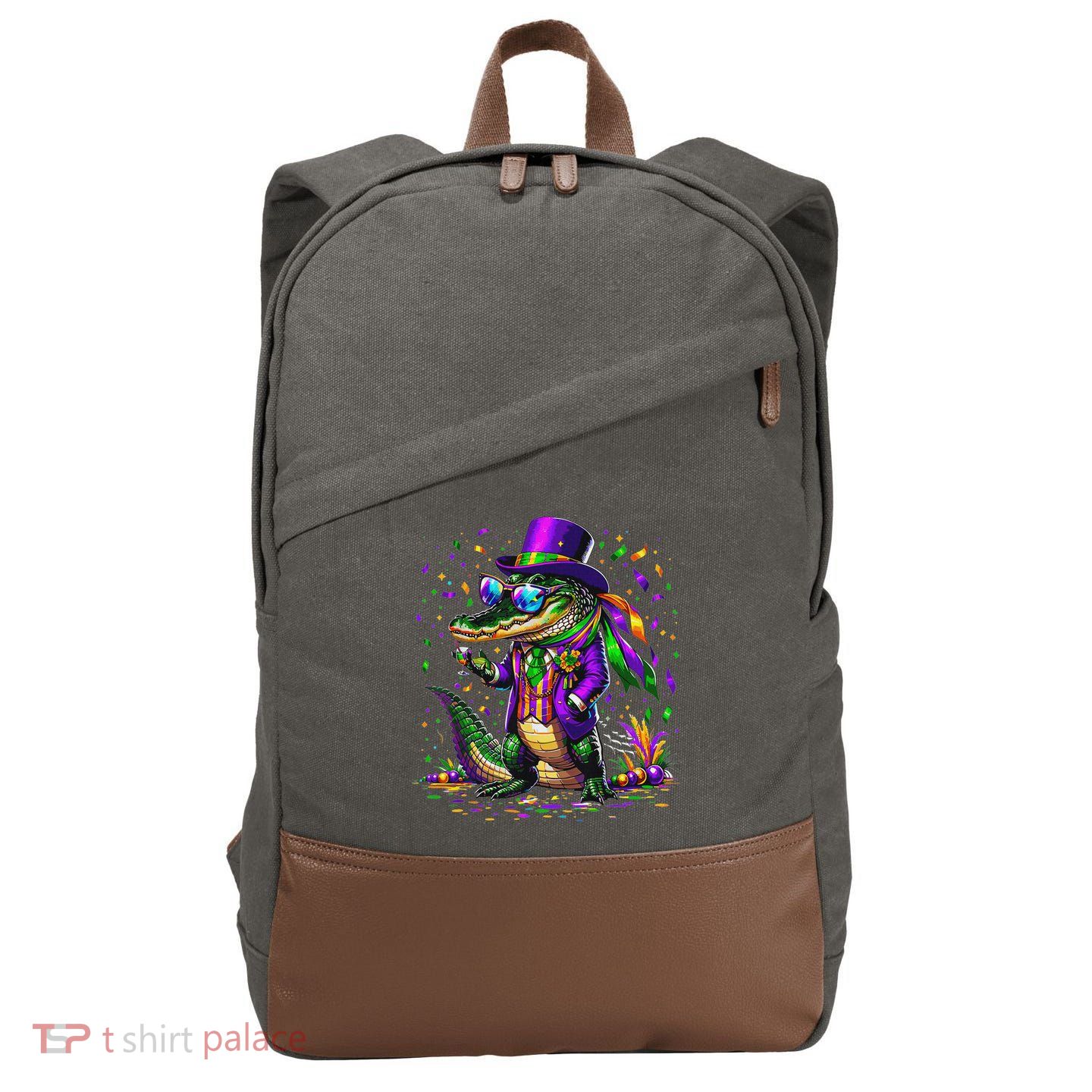 Mardigator Mardi Gras Alligator Costume Cotton Canvas Backpack