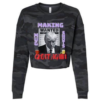 Making Mugshots Great Again Trump 2024 Mugshot President Cropped Pullover Crew