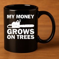 My Money Grows On Trees Funny Logger Arborist Logging 11oz C Handle Ceramic Mug