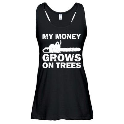 My Money Grows On Trees Funny Logger Arborist Logging Ladies Essential Flowy Tank