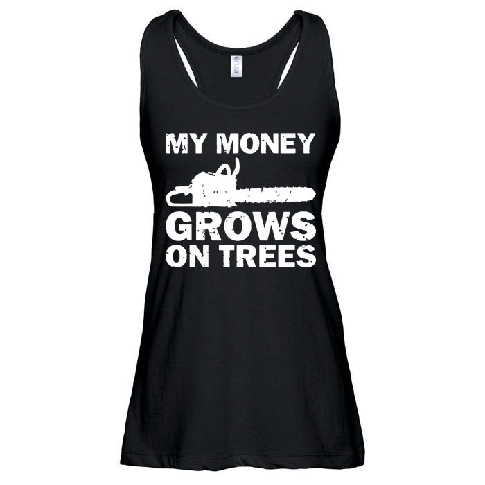 My Money Grows On Trees Funny Logger Arborist Logging Ladies Essential Flowy Tank