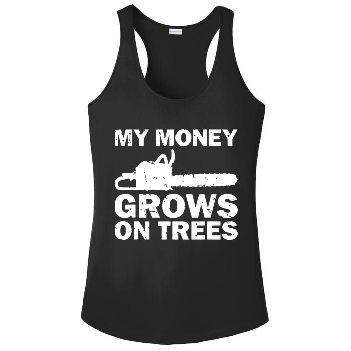 My Money Grows On Trees Funny Logger Arborist Logging Ladies PosiCharge Competitor Racerback Tank