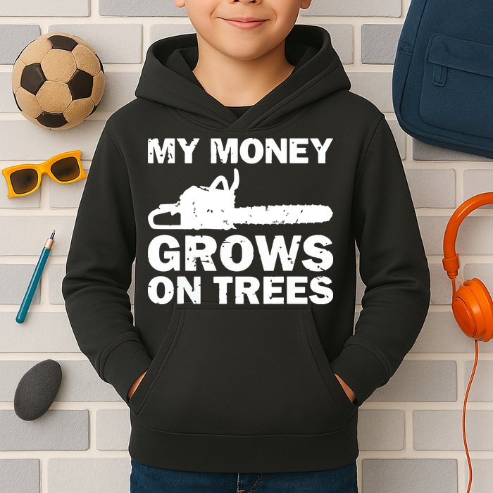My Money Grows On Trees Funny Logger Arborist Logging Kids Hoodie