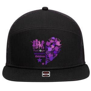 Military Month Great Gift Purple Up Gift 7 Panel Mesh Trucker Snapback Hat