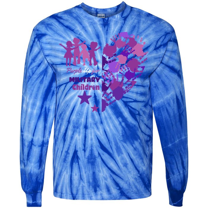 Military Month Great Gift Purple Up Gift Tie-Dye Long Sleeve Shirt