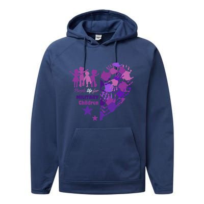 Military Month Great Gift Purple Up Gift Performance Fleece Hoodie