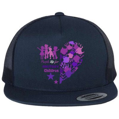 Military Month Great Gift Purple Up Gift Flat Bill Trucker Hat