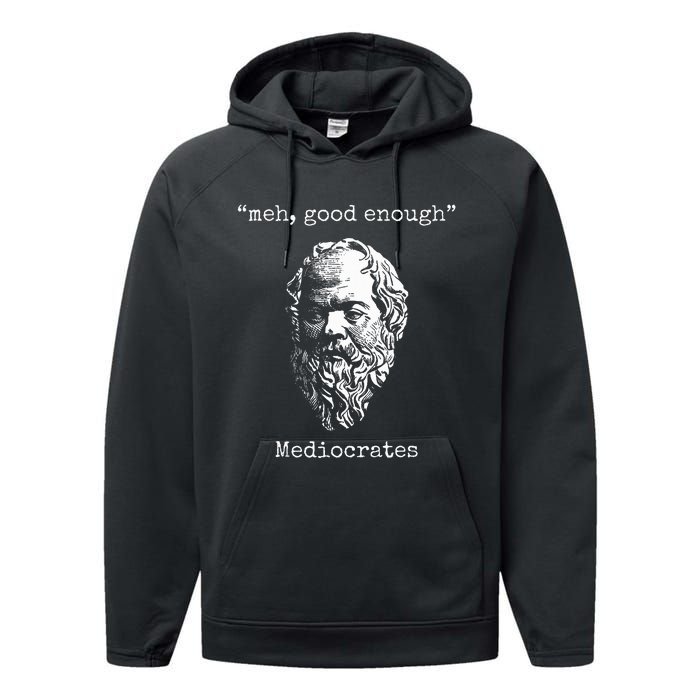 Mediocrates Meh Good Enough Lazy Logic Sloth Wisdom Meme Performance Fleece Hoodie