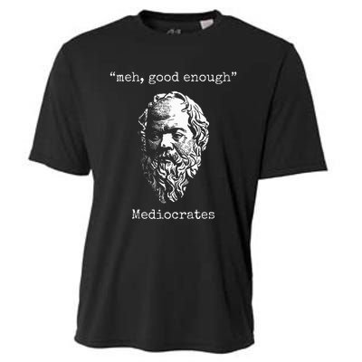 Mediocrates Meh Good Enough Lazy Logic Sloth Wisdom Meme Cooling Performance Crew T-Shirt