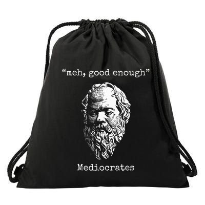 Mediocrates Meh Good Enough Lazy Logic Sloth Wisdom Meme Drawstring Bag