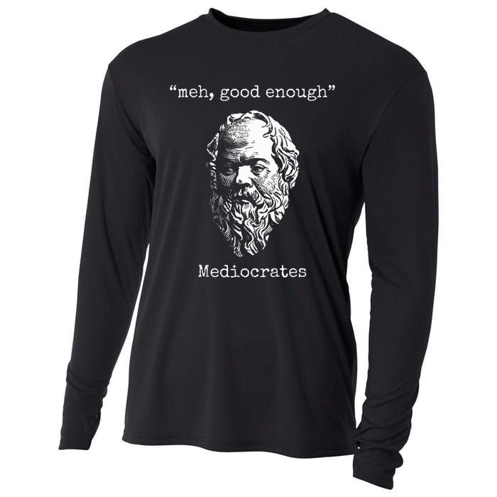 Mediocrates Meh Good Enough Lazy Logic Sloth Wisdom Meme Cooling Performance Long Sleeve Crew