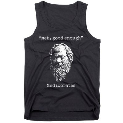 Mediocrates Meh Good Enough Lazy Logic Sloth Wisdom Meme Tank Top