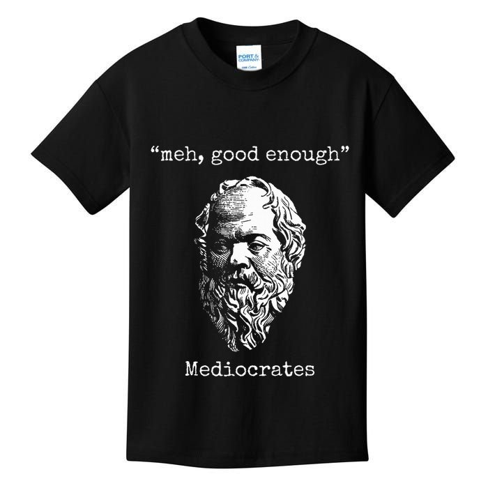 Mediocrates Meh Good Enough Lazy Logic Sloth Wisdom Meme Kids T-Shirt