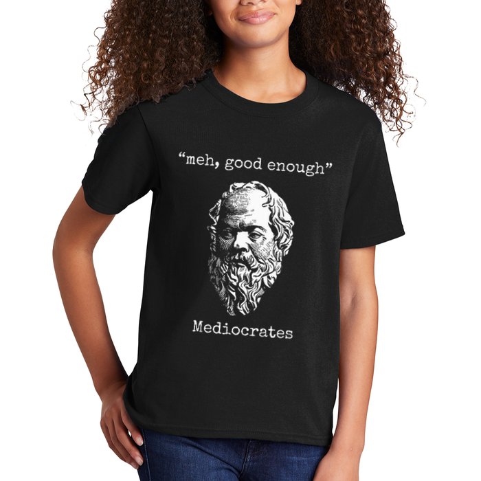 Mediocrates Meh Good Enough Lazy Logic Sloth Wisdom Meme Kids T-Shirt
