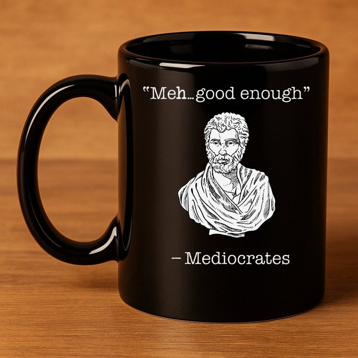 Mediocrates Meh Good Enough Greek Mediocrates 11oz C Handle Ceramic Mug