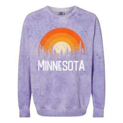 Minnesota Meaningful Gift Retro Style Vintage 70s 80s Gift Colorblast Crewneck Sweatshirt