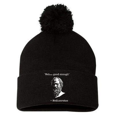 Mediocrates Meh Good Enough Sarcasm Pom Pom 12in Knit Beanie