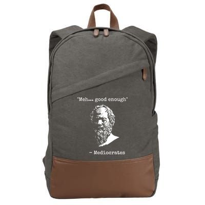Mediocrates Meh Good Enough Sarcasm Cotton Canvas Backpack