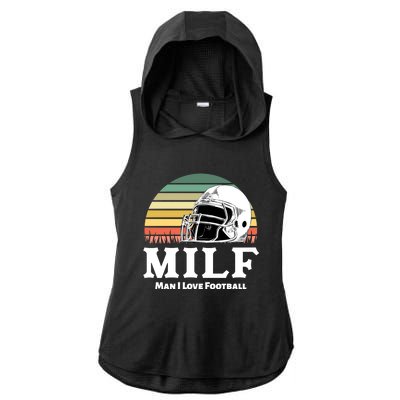 Milf Meaningful Gift I Love Football Helmet Gift Ladies PosiCharge Tri-Blend Wicking Draft Hoodie Tank