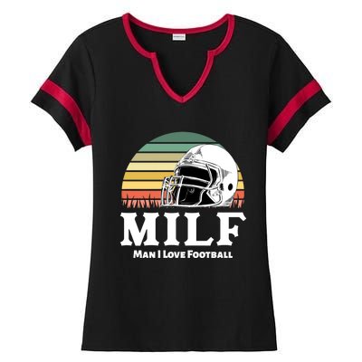 Milf Meaningful Gift I Love Football Helmet Gift Ladies Halftime Notch Neck Tee