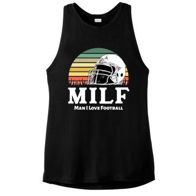 Milf Meaningful Gift I Love Football Helmet Gift Ladies PosiCharge Tri-Blend Wicking Tank