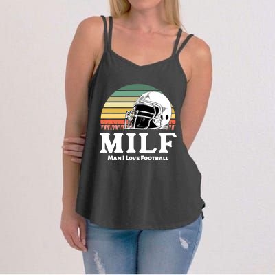 Milf Meaningful Gift I Love Football Helmet Gift Women's Strappy Tank