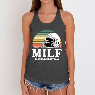 Milf Meaningful Gift I Love Football Helmet Gift Women's Knotted Racerback Tank