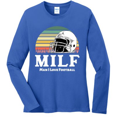 Milf Meaningful Gift I Love Football Helmet Gift Ladies Long Sleeve Shirt