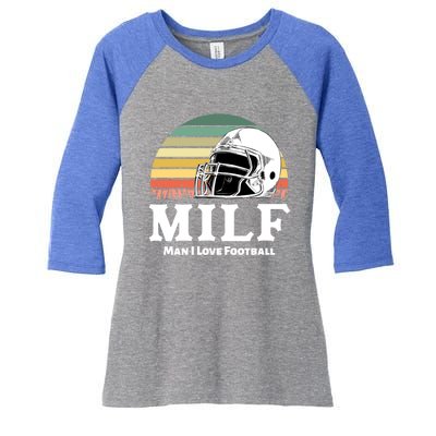 Milf Meaningful Gift I Love Football Helmet Gift Women's Tri-Blend 3/4-Sleeve Raglan Shirt