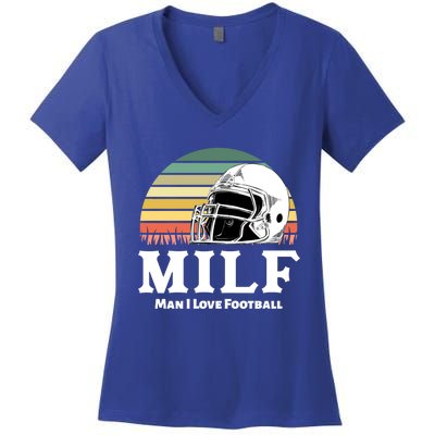 Milf Meaningful Gift I Love Football Helmet Gift Women's V-Neck T-Shirt