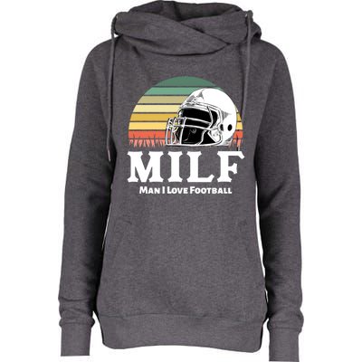 Milf Meaningful Gift I Love Football Helmet Gift Womens Funnel Neck Pullover Hood