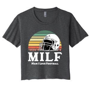 Milf Meaningful Gift I Love Football Helmet Gift Women's Crop Top Tee