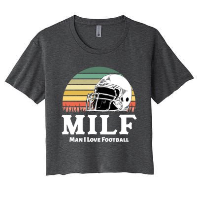 Milf Meaningful Gift I Love Football Helmet Gift Women's Crop Top Tee