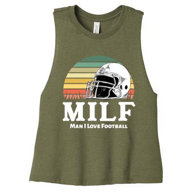 Milf Meaningful Gift I Love Football Helmet Gift Women's Racerback Cropped Tank